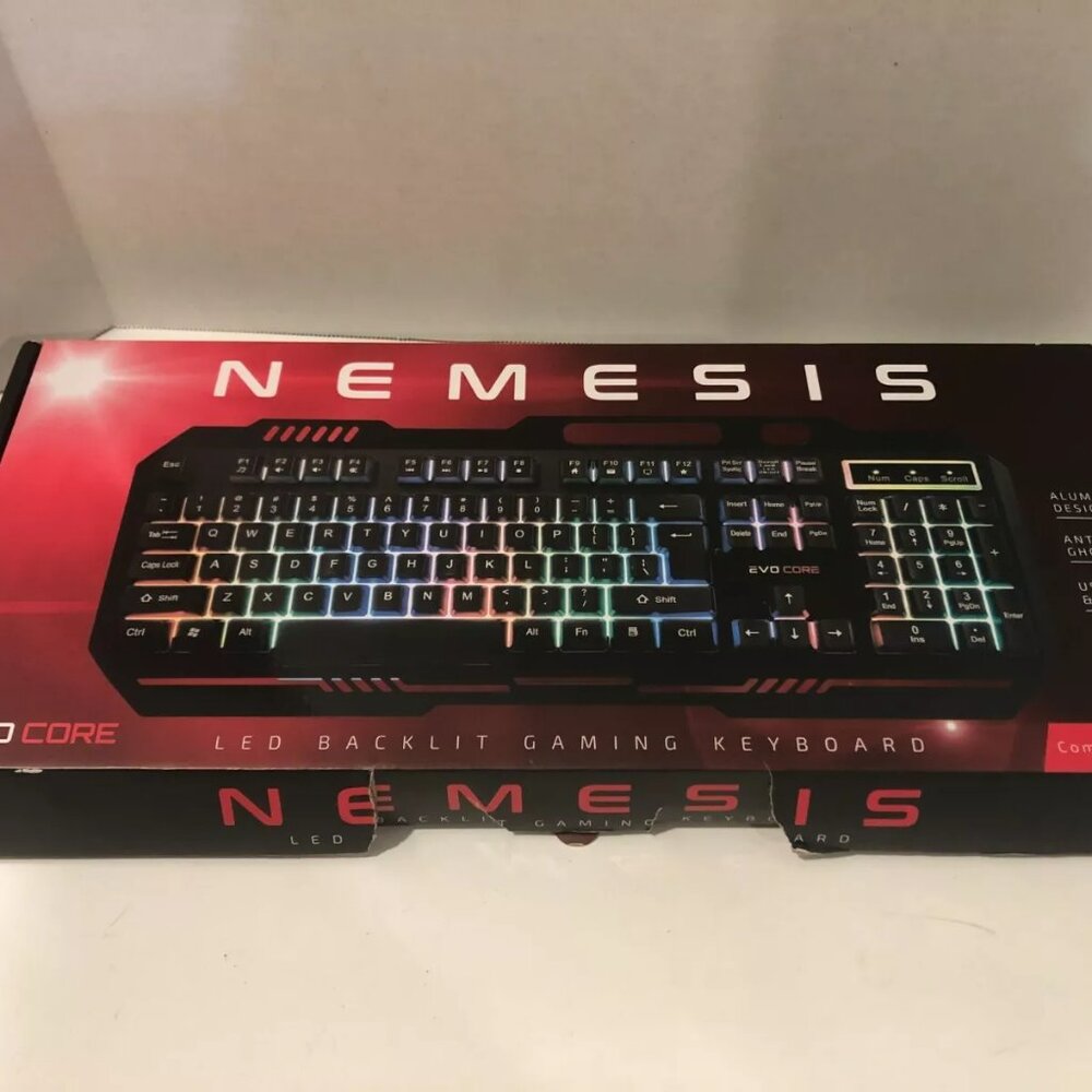 LED Backlit Gaming Keyboard Nemesis Evo Core PC, Clean, Very Good